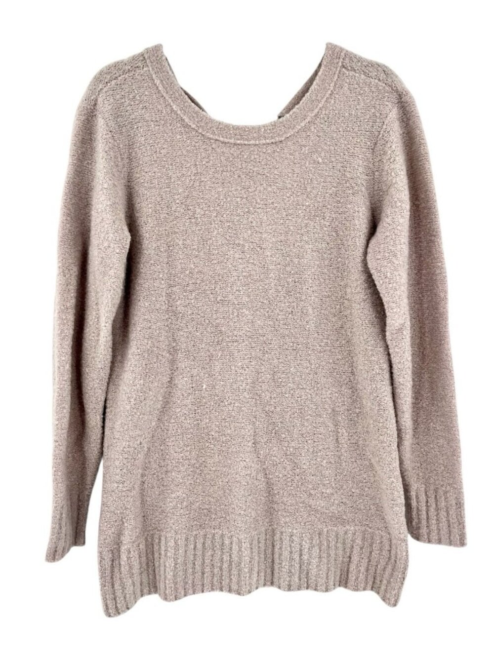 LOVERS + FRIENDS Women's Beige Open Tie Back Long Sleeve Mini Sweater Dress NWT